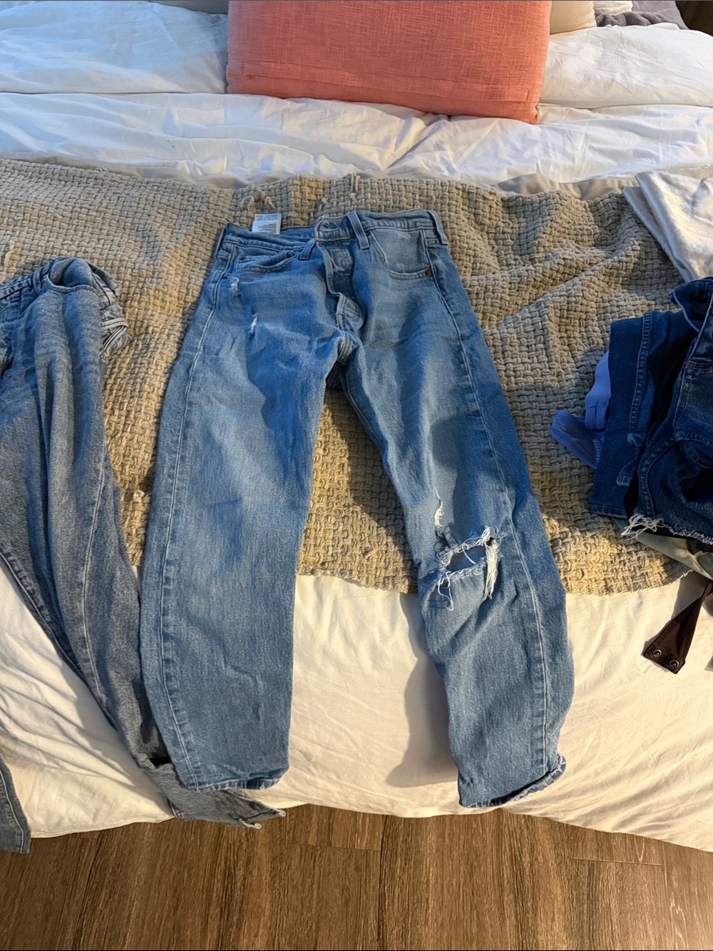 Levi's Light Blue Distressed Women's Straight Jeans